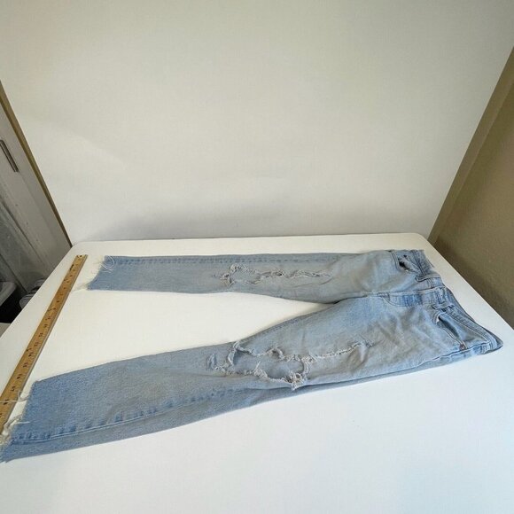 Levi's 501 Women Distressed Button Fly Skinny Jeans Blue 27 High Rise Light Wash - Picture 2 of 12